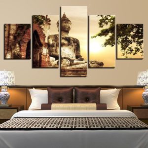 Buddha 31 - Religion 5 Panel Canvas Art Wall Decor