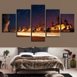 Buddha 35 - Religon 5 Panel Canvas Art Wall Decor