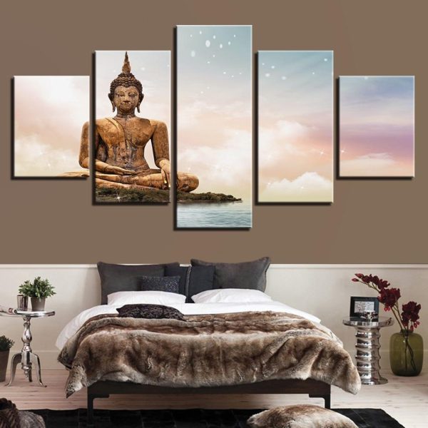 Buddha 36 - Religon 5 Panel Canvas Art Wall Decor