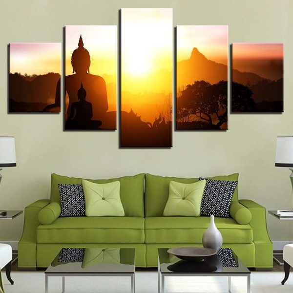 Buddha 50 - Religion 5 Panel Canvas Art Wall Decor