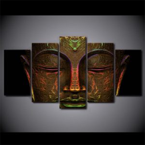 Buddha 55 - Religion 5 Panel Canvas Art Wall Decor