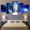 Buddha And Abstract Planets 1 - Religion 5 Panel Canvas Art Wall Decor