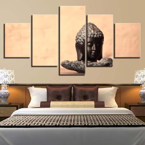 Buddha Bedside Background 2 - Religion 5 Panel Canvas Art Wall Decor