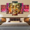 Buddha Bedside Background - Religion 5 Panel Canvas Art Wall Decor