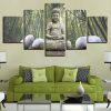 Buddha Flower 3 - Religion 5 Panel Canvas Art Wall Decor