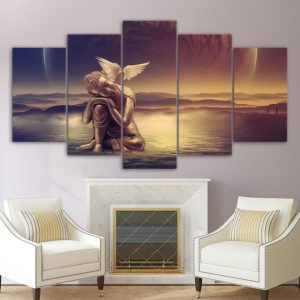 Buddha Peace Dove - Religion 5 Panel Canvas Art Wall Decor