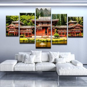 Buddhist Temple - Religion 5 Panel Canvas Art Wall Decor