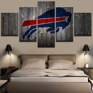 Buffalo Bills Football Barnwood Sport - 5 Panel Canvas Art Wall Decor