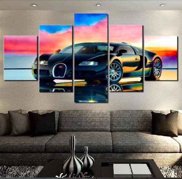 Bugatti Sports Car - 5 Panel Canvas Art Wall Decor