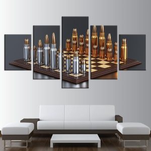 Bullets Chess Game - Abstract 5 Panel Canvas Art Wall Decor