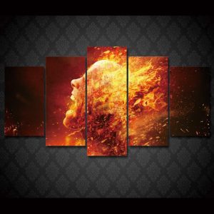 Burning Man - Abstract 5 Panel Canvas Art Wall Decor