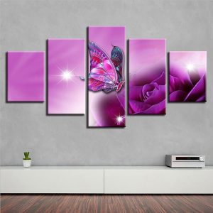 Butterfly Flower 11 - Nature 5 Panel Canvas Art Wall Decor