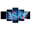 Butterfly Leaves Autumn Flower Blossom - Animal 5 Panel Canvas Art Wall Decor