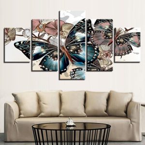 Butterfly - Animal 5 Panel Canvas Art Wall Decor