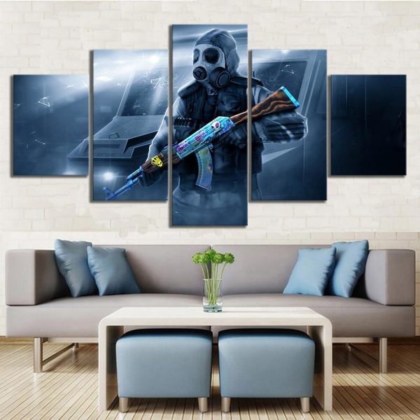 CS GO SAS With AK-47 Gaming - 5 Panel Canvas Art Wall Decor