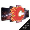 Calgary Flames Nhl Team Thunderbolt - Sport 5 Panel Canvas Art Wall Decor