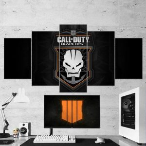 Call Of Duty Black Ops Skull Logo - Gaming 5 Panel Canvas Art Wall Decor