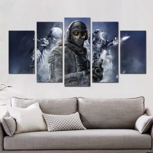 Call of Duty Three Soldiers Gaming - 5 Panel Canvas Art Wall Decor