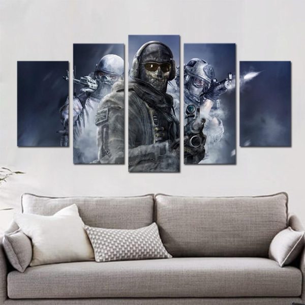 Call of Duty Three Soldiers Gaming - 5 Panel Canvas Art Wall Decor