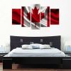 Canada Flag With Cloth Texture - Abstract 5 Panel Canvas Art Wall Decor