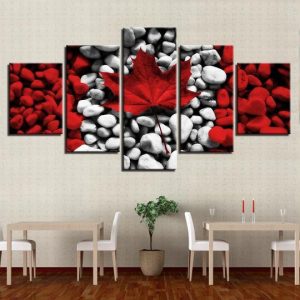 Canadian River Rock Flag - Nature 5 Panel Canvas Art Wall Decor