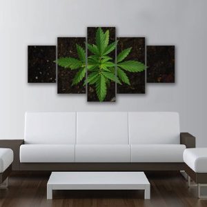 Cannabis Majestic Plant - Nature 5 Panel Canvas Art Wall Decor