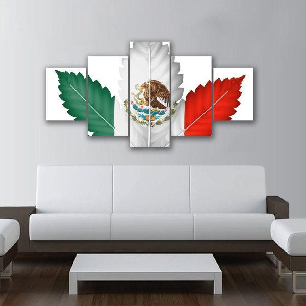 Cannabis Mexico - Abstract 5 Panel Canvas Art Wall Decor