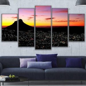 Cape Town South Africa - Nature 5 Panel Canvas Art Wall Decor