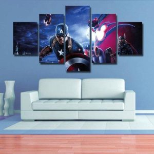 Captain America Spiderman 02 - Dc 5 Panel Canvas Art Wall Decor