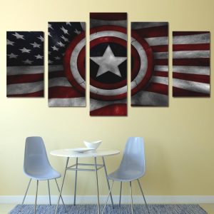 Captain Shield 02 - Abstract 5 Panel Canvas Art Wall Decor