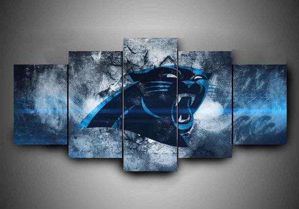 Carolina Panthers 1 Football - 5 Panel Canvas Art Wall Decor