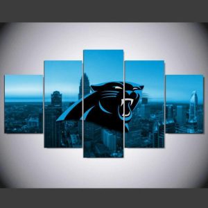 Carolina Panthers City Logo Football - 5 Panel Canvas Art Wall Decor