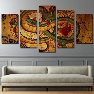 Cartoon Dragon Serpent Ball - Anime 5 Panel Canvas Art Wall Decor