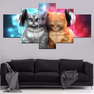 Cat 30 - Animal 5 Panel Canvas Art Wall Decor