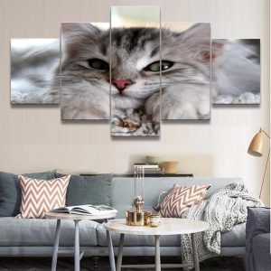 Cat 32 - Animal 5 Panel Canvas Art Wall Decor