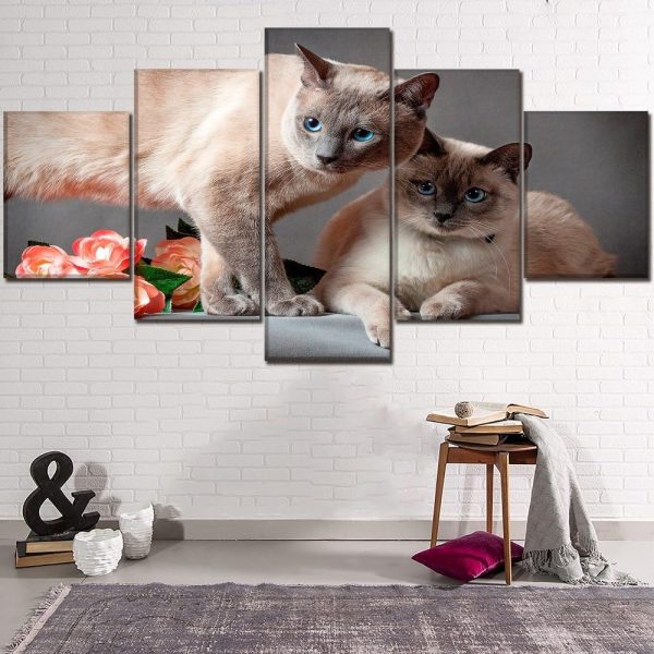 Cat 33 - Animal 5 Panel Canvas Art Wall Decor