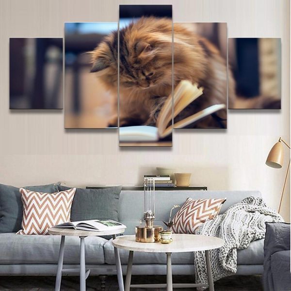 Cat 35 - Animal 5 Panel Canvas Art Wall Decor