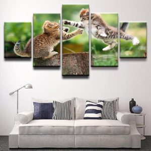 Cat 36 - Animal 5 Panel Canvas Art Wall Decor