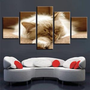 Cat Lovely 5 - Animal 5 Panel Canvas Art Wall Decor