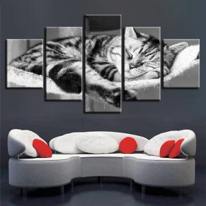 Cat Lovely 6 - Animal 5 Panel Canvas Art Wall Decor