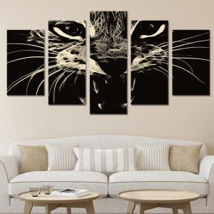 Cat - Abstract Animal 5 Panel Canvas Art Wall Decor