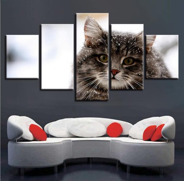 Cats 5 - Animal 5 Panel Canvas Art Wall Decor