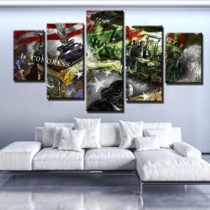 Checks And Balances - Abstract 5 Panel Canvas Art Wall Decor