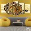 Cheetah On A Hunt - Animal 5 Panel Canvas Art Wall Decor