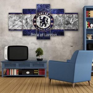 Chelsea FC Football Logo Sport - 5 Panel Canvas Art Wall Decor