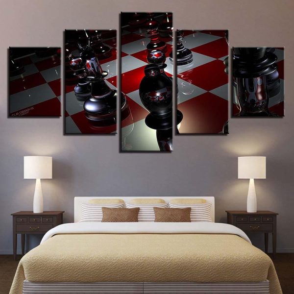 Chess 5 - Gaming 5 Panel Canvas Art Wall Decor