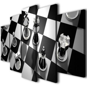 Chess Game - Gaming 5 Panel Canvas Art Wall Decor