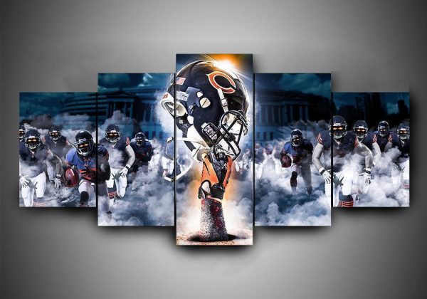 Chicago Bears 2 Football - 5 Panel Canvas Art Wall Decor