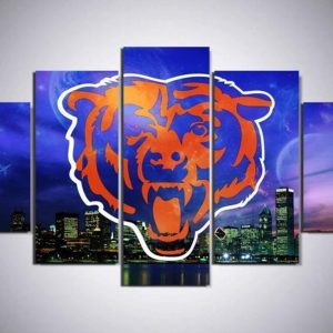 Chicago Bears Logo Poster Football - 5 Panel Canvas Art Wall Decor