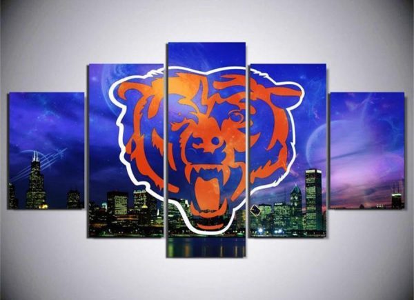 Chicago Bears Logo Poster Football - 5 Panel Canvas Art Wall Decor